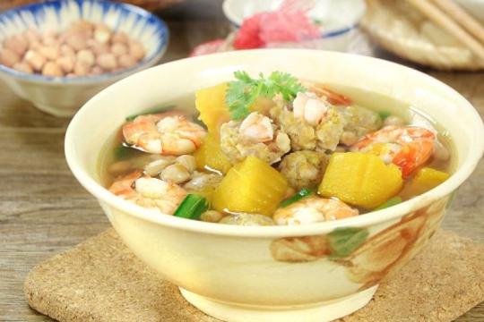 Canh Bí Đỏ Nấu Tôm